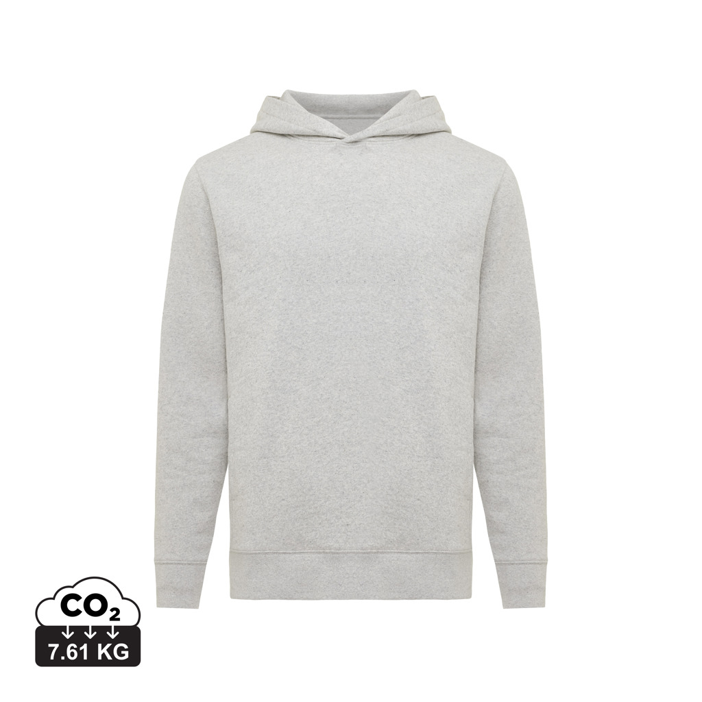 Sweat capuche personnalisé unisexe coton bio 280g Iqoniq Yengo light heather grey